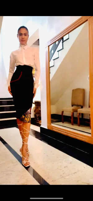 Protocol Skirt with Adire Detail