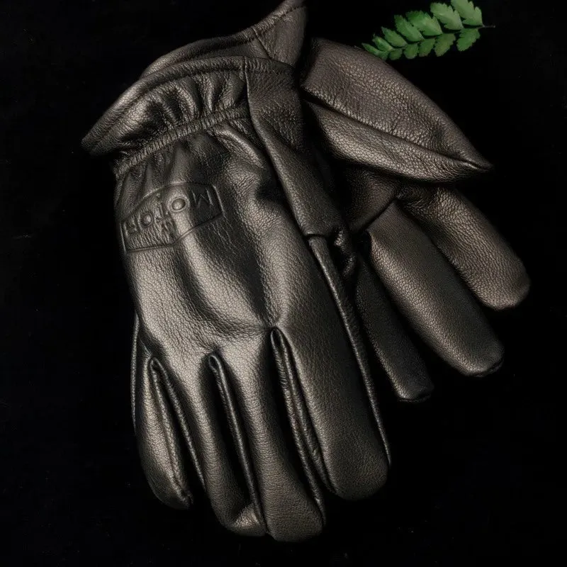 Retro motorcycle gloves, frosted top layer cowhide, men's
