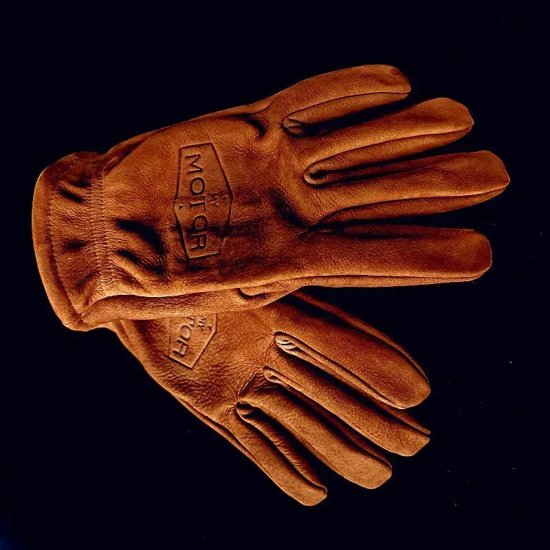 Retro motorcycle gloves, frosted top layer cowhide, men's