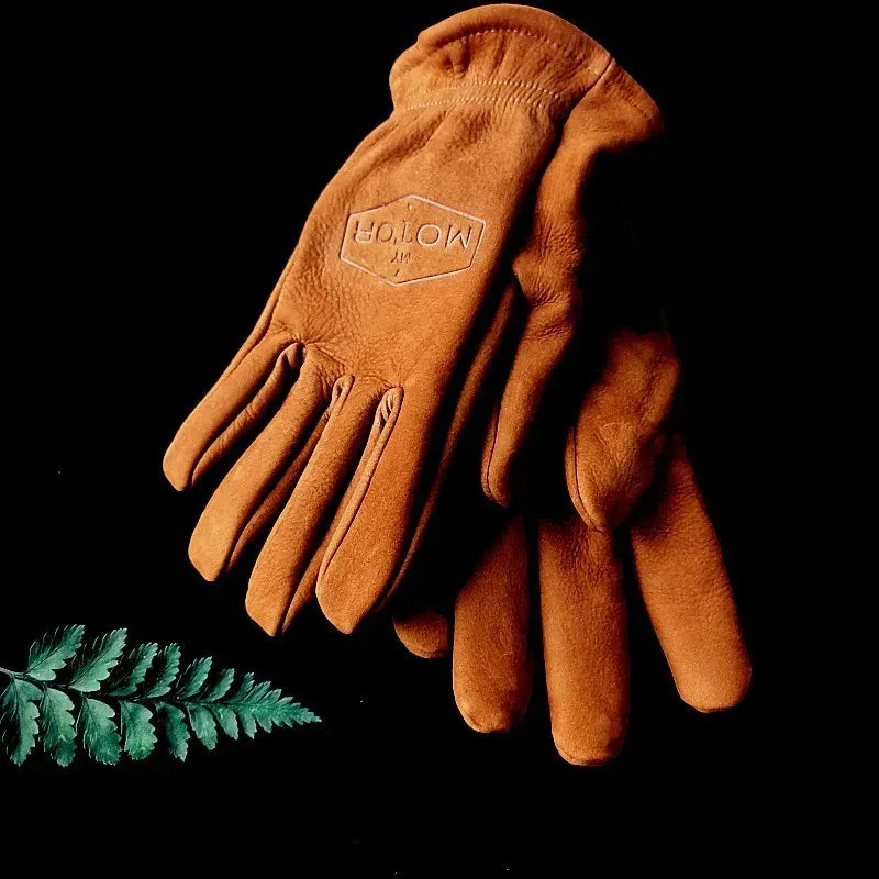 Retro motorcycle gloves, frosted top layer cowhide, men's