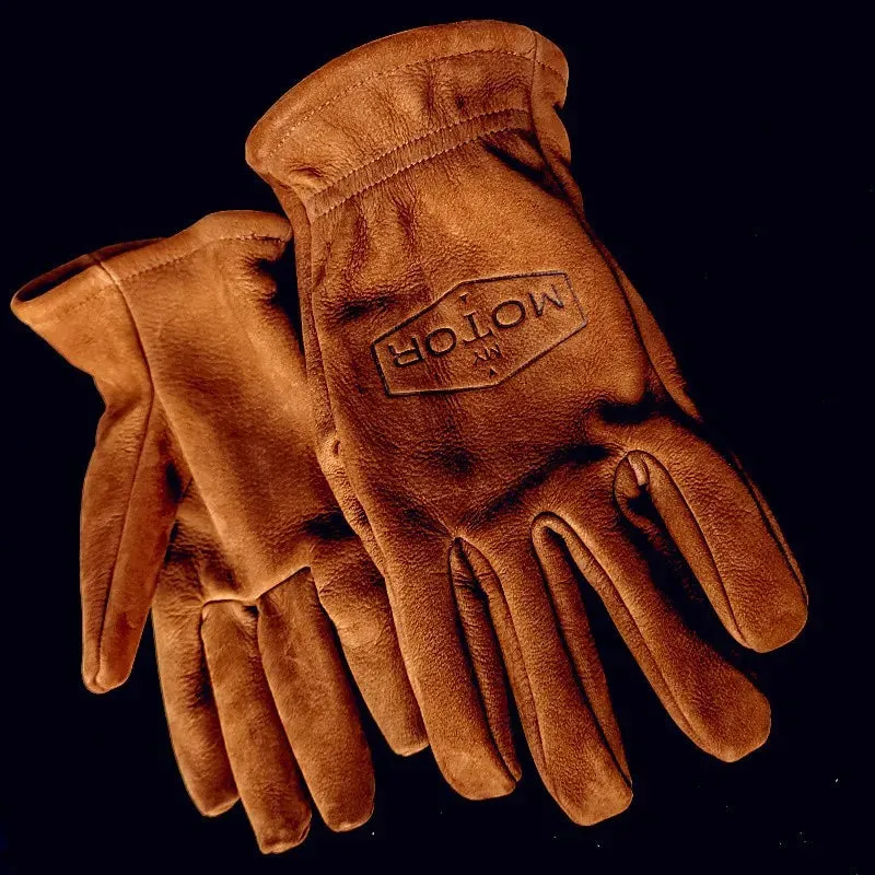 Retro motorcycle gloves, frosted top layer cowhide, men's