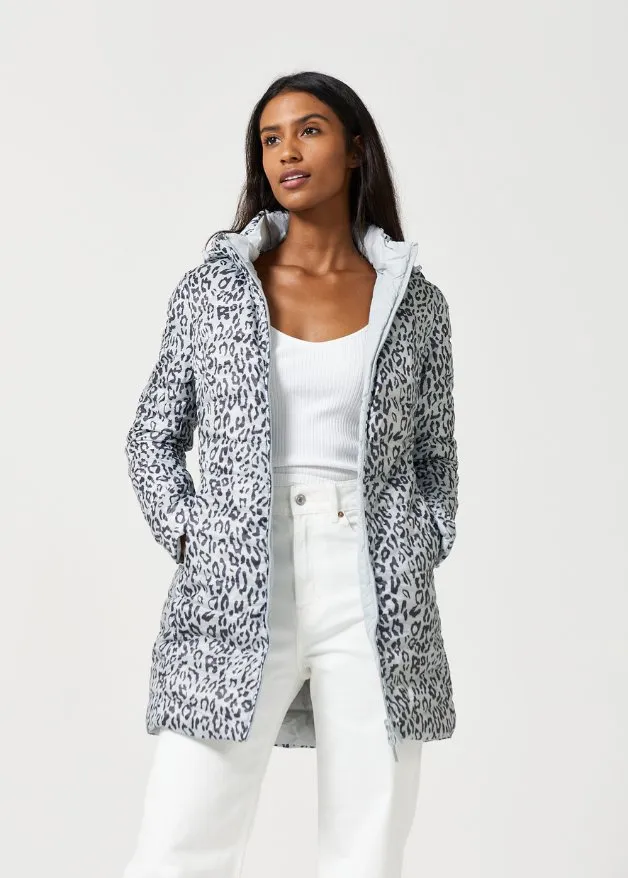 Reversible Silver Jaguar Duck Down Puffer Coat