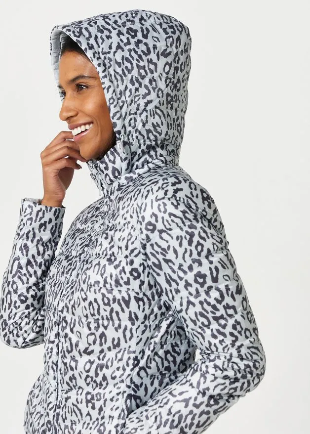Reversible Silver Jaguar Duck Down Puffer Coat