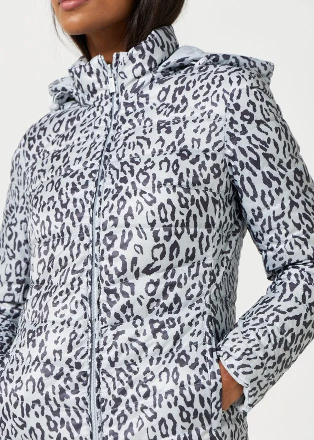 Reversible Silver Jaguar Duck Down Puffer Coat