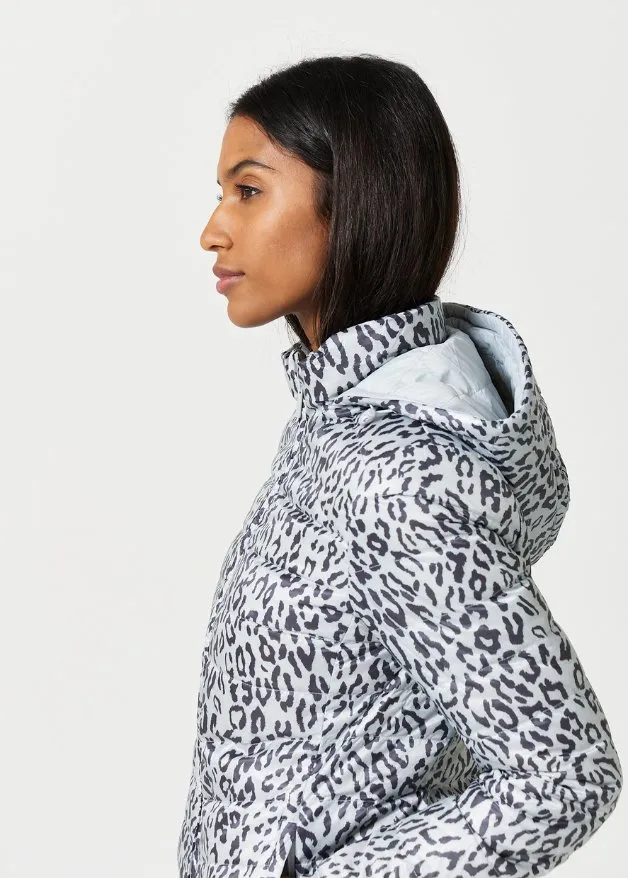 Reversible Silver Jaguar Duck Down Puffer Coat