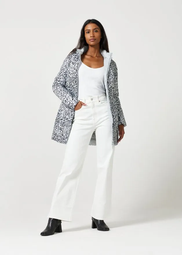 Reversible Silver Jaguar Duck Down Puffer Coat