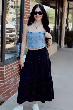 Rhinestone Tiered Skirt   Black