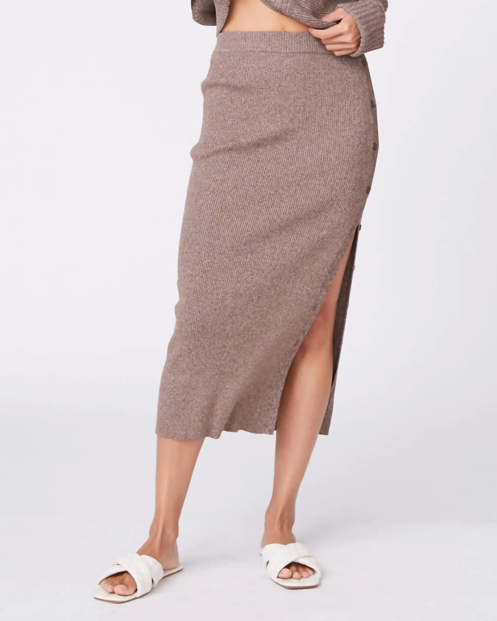 Rib Midi Skirt in Cocoa | Cocoa