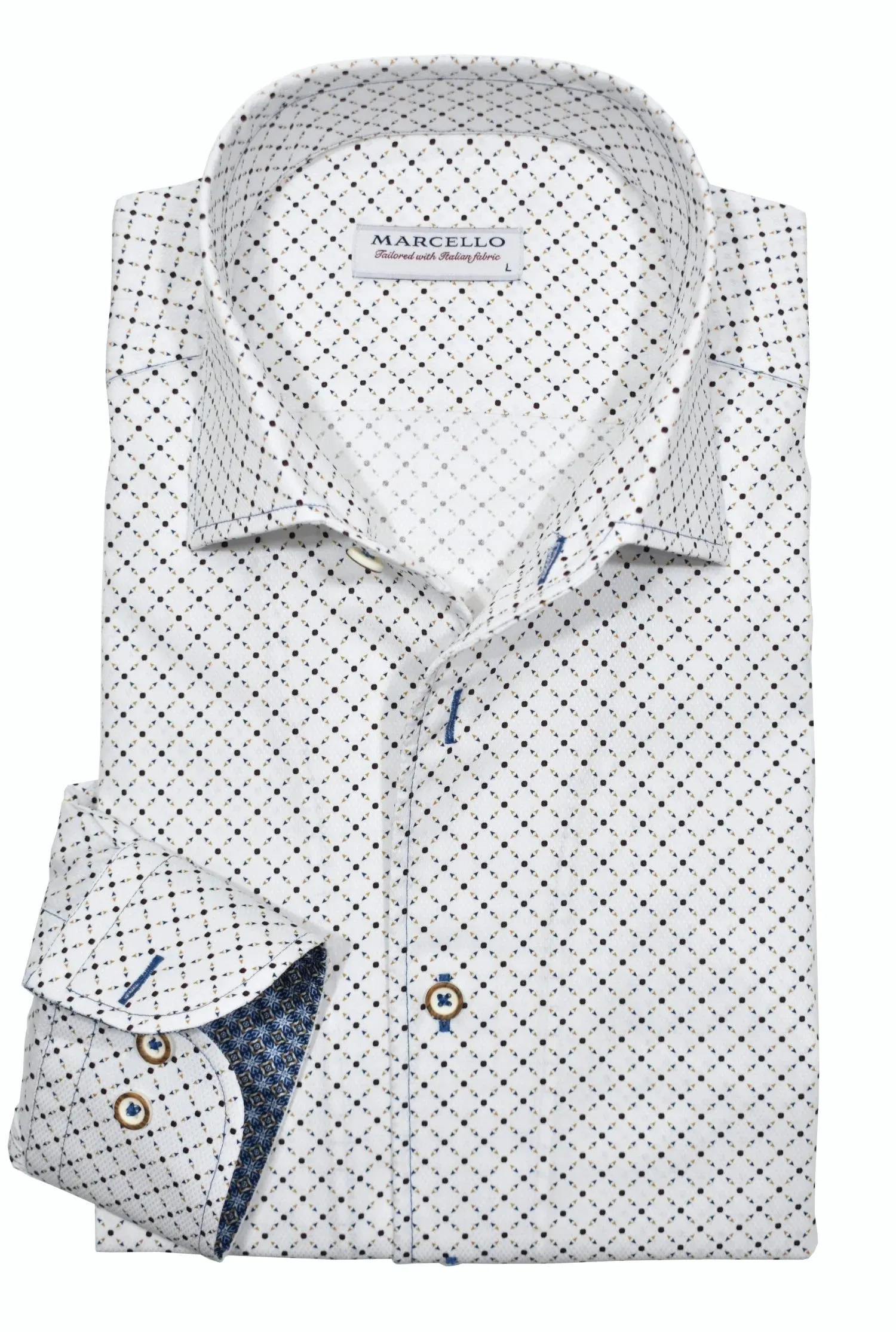 Roll Collar White Diamond Sport Shirt