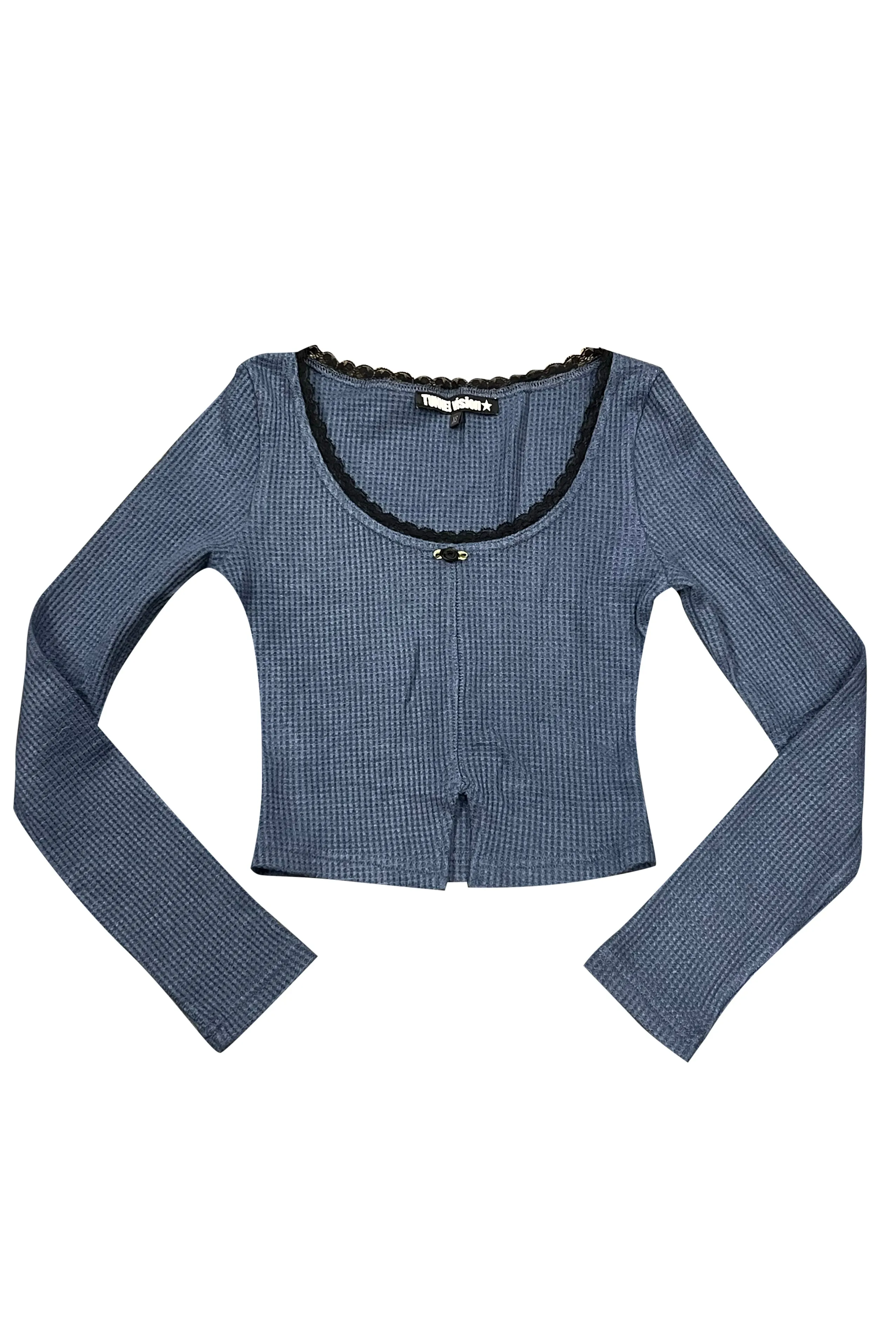 Rosa Blue Lace-Trimmed Thermal Long-Sleever