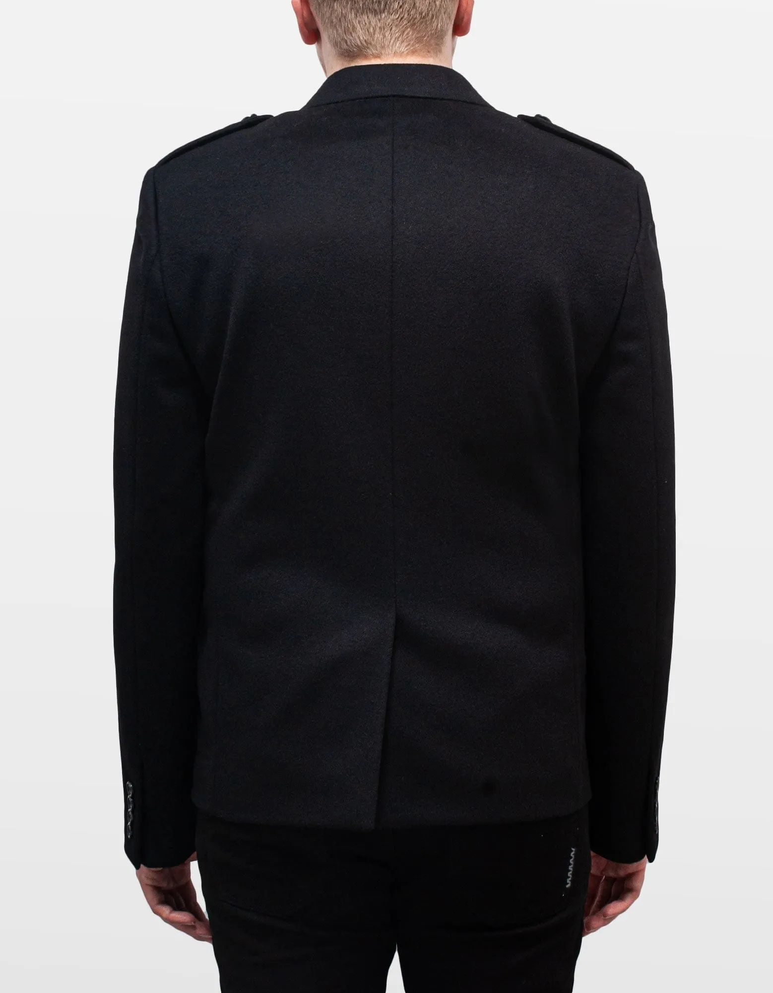 Saint Laurent Black Military Double-Breasted Wool Jacket
