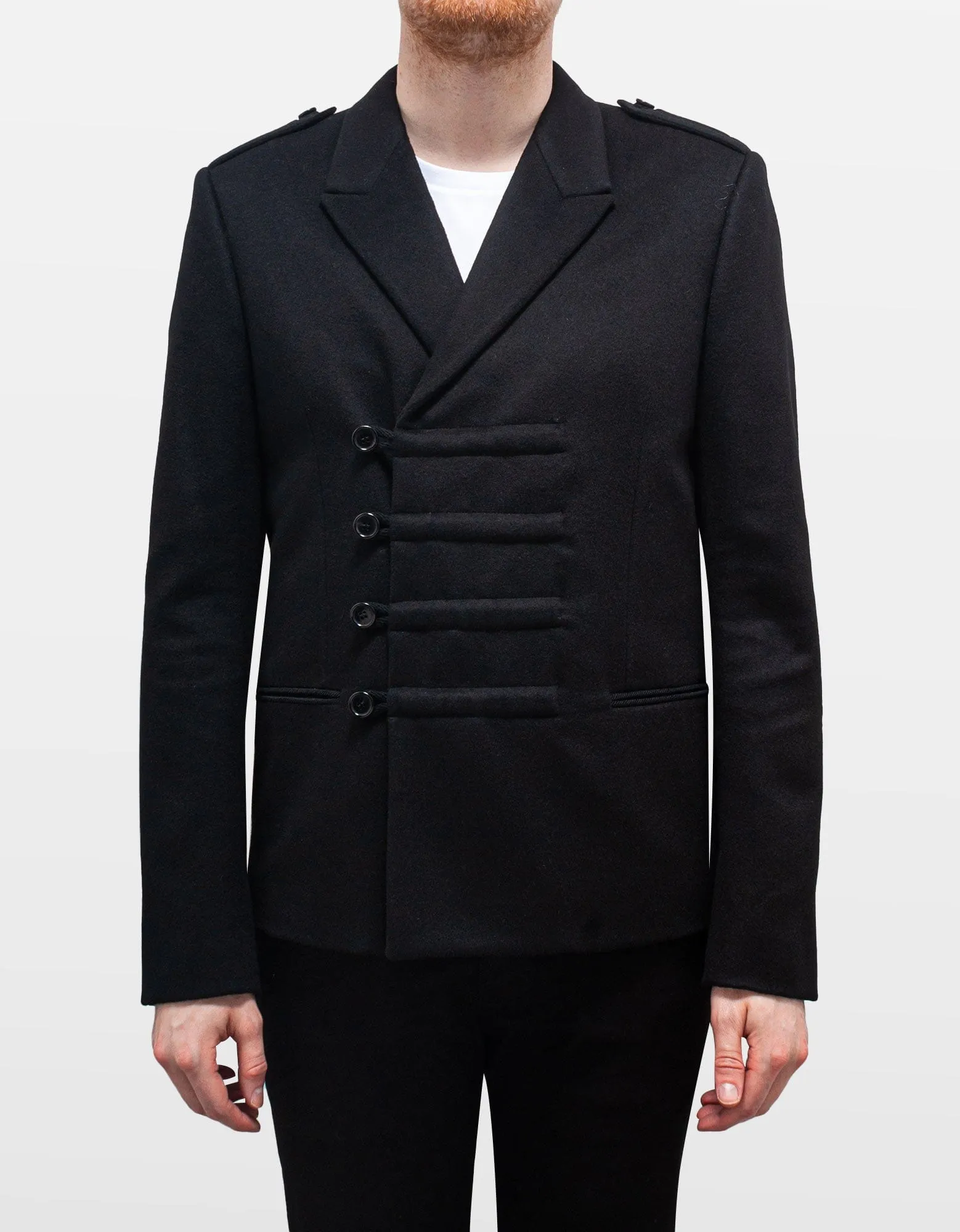 Saint Laurent Black Military Double-Breasted Wool Jacket