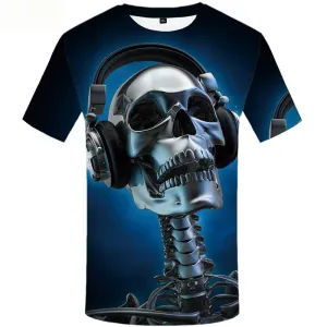 Skull T-shirt Men Skeleton T-shirts 3d Music Tshirts Novelty Short Sleeve