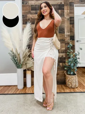 Stassi Linen Midi Tie Skirt