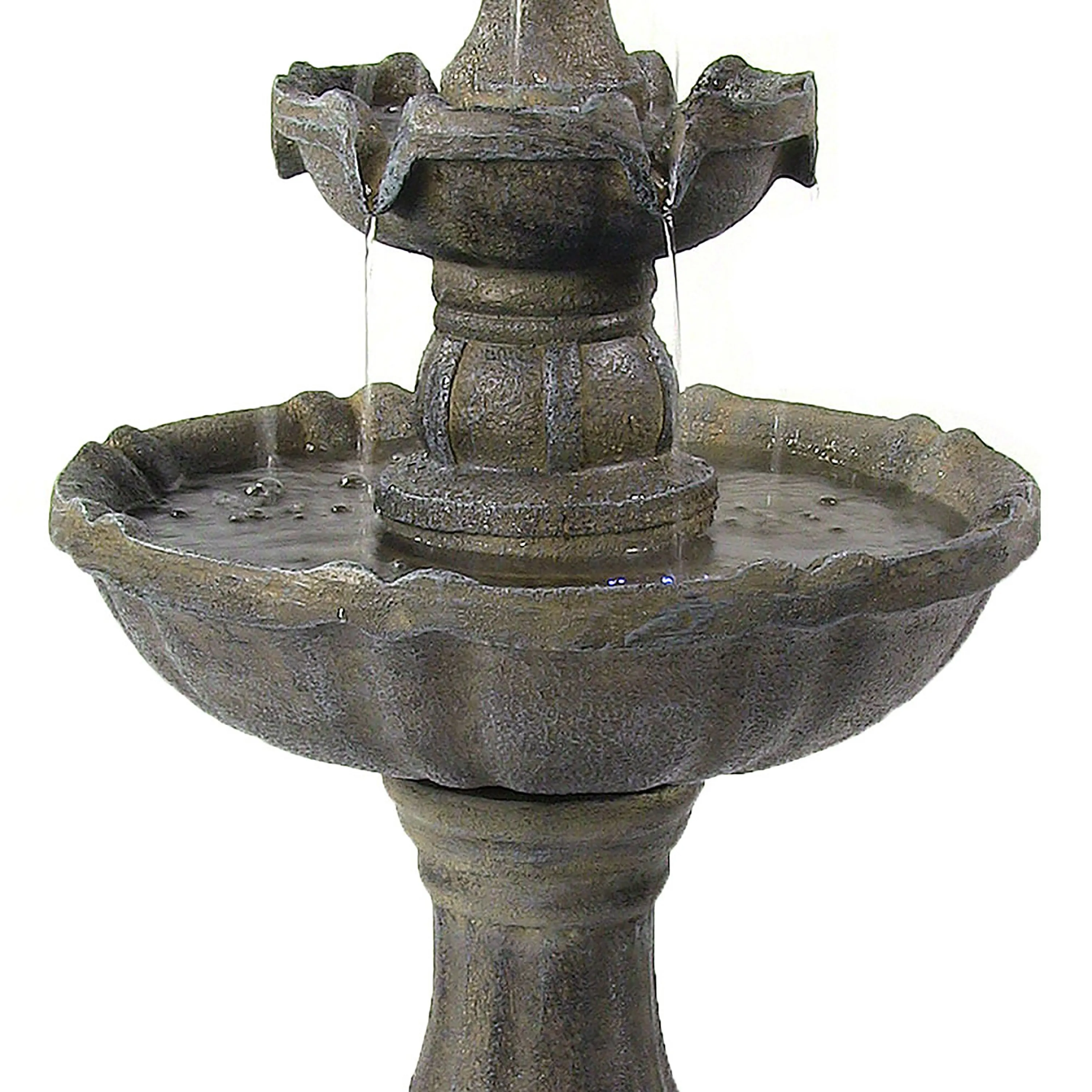Sunnydaze 2-Tier Pineapple Solar with Battery Backup Fountain - 33"