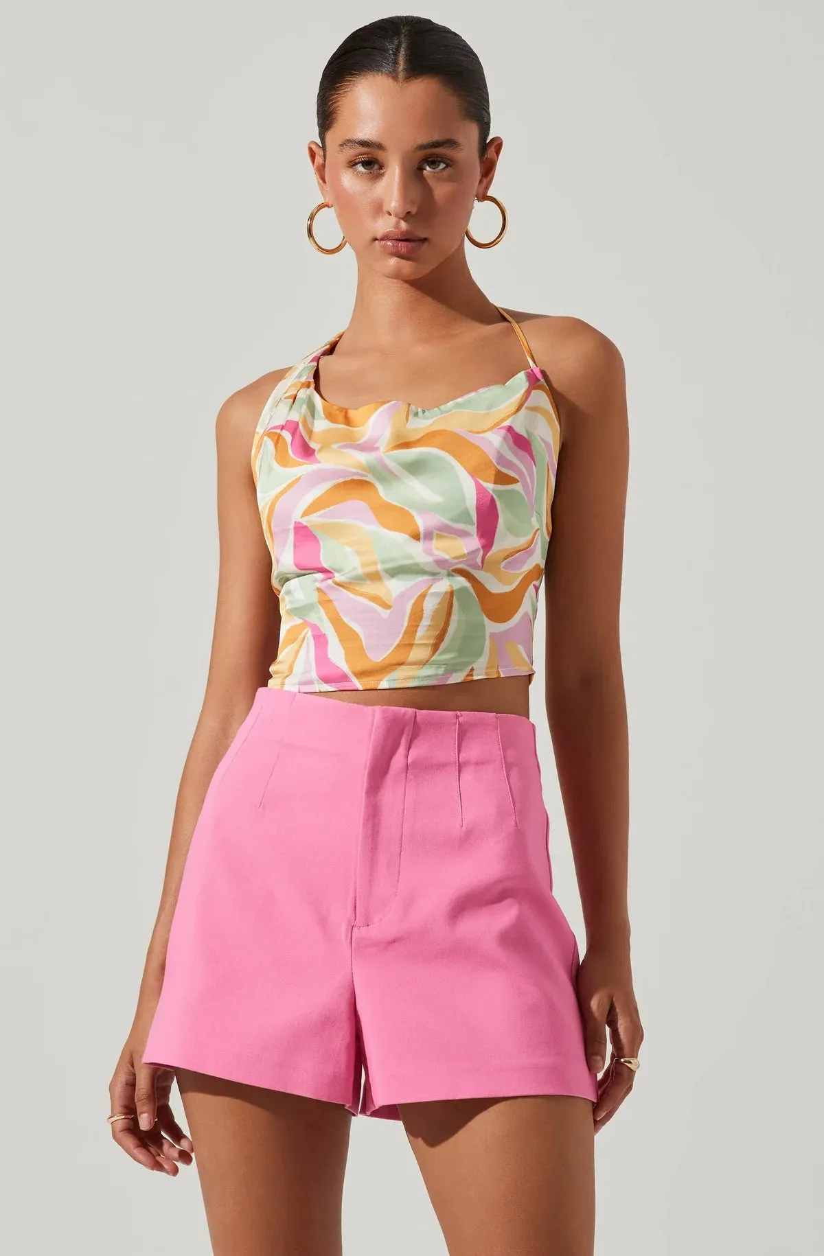Trina Abstract Print Halter Crop Top