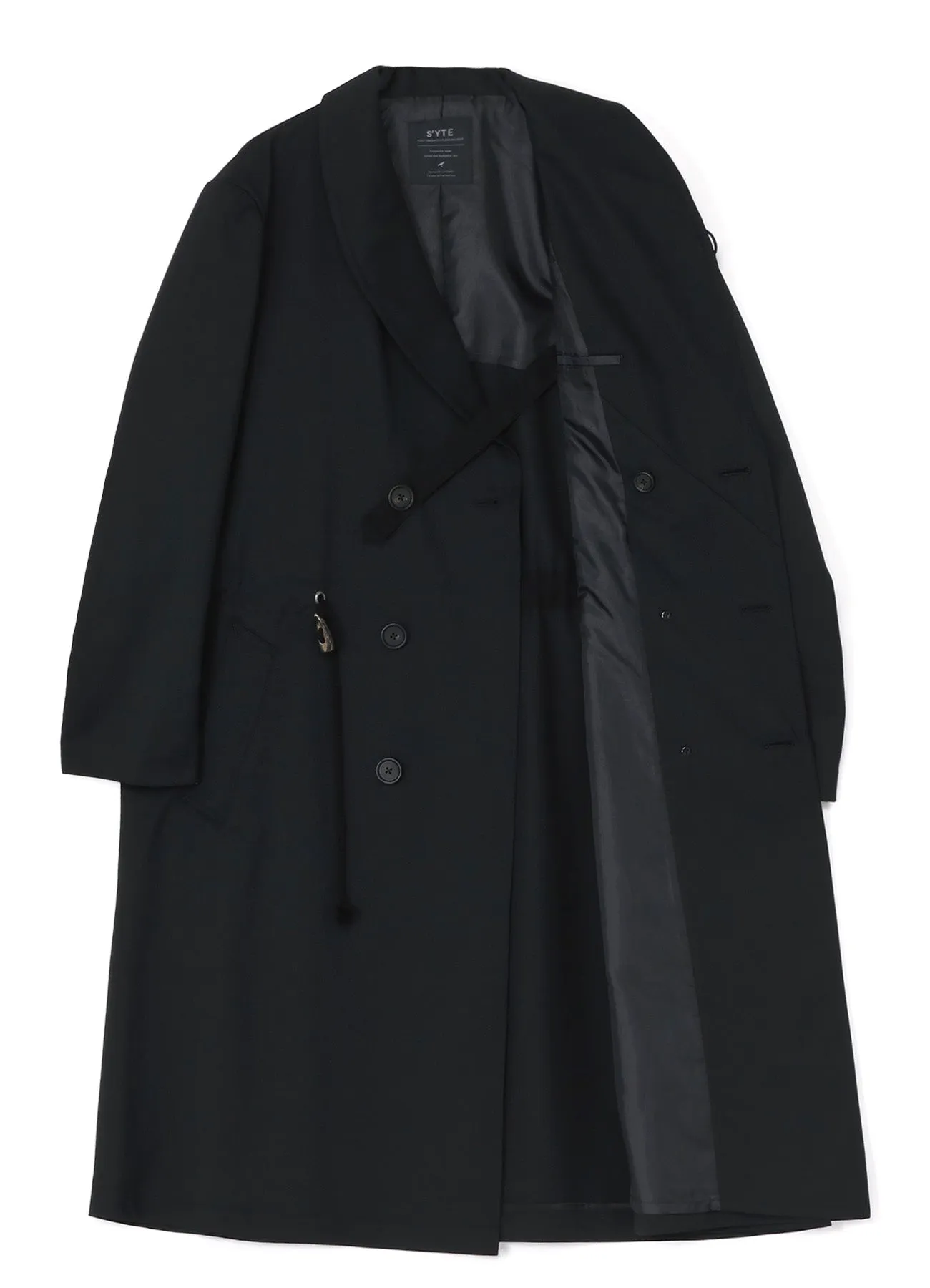 T/W GABARDINE SHAWL COLLAR DOUBLE COAT