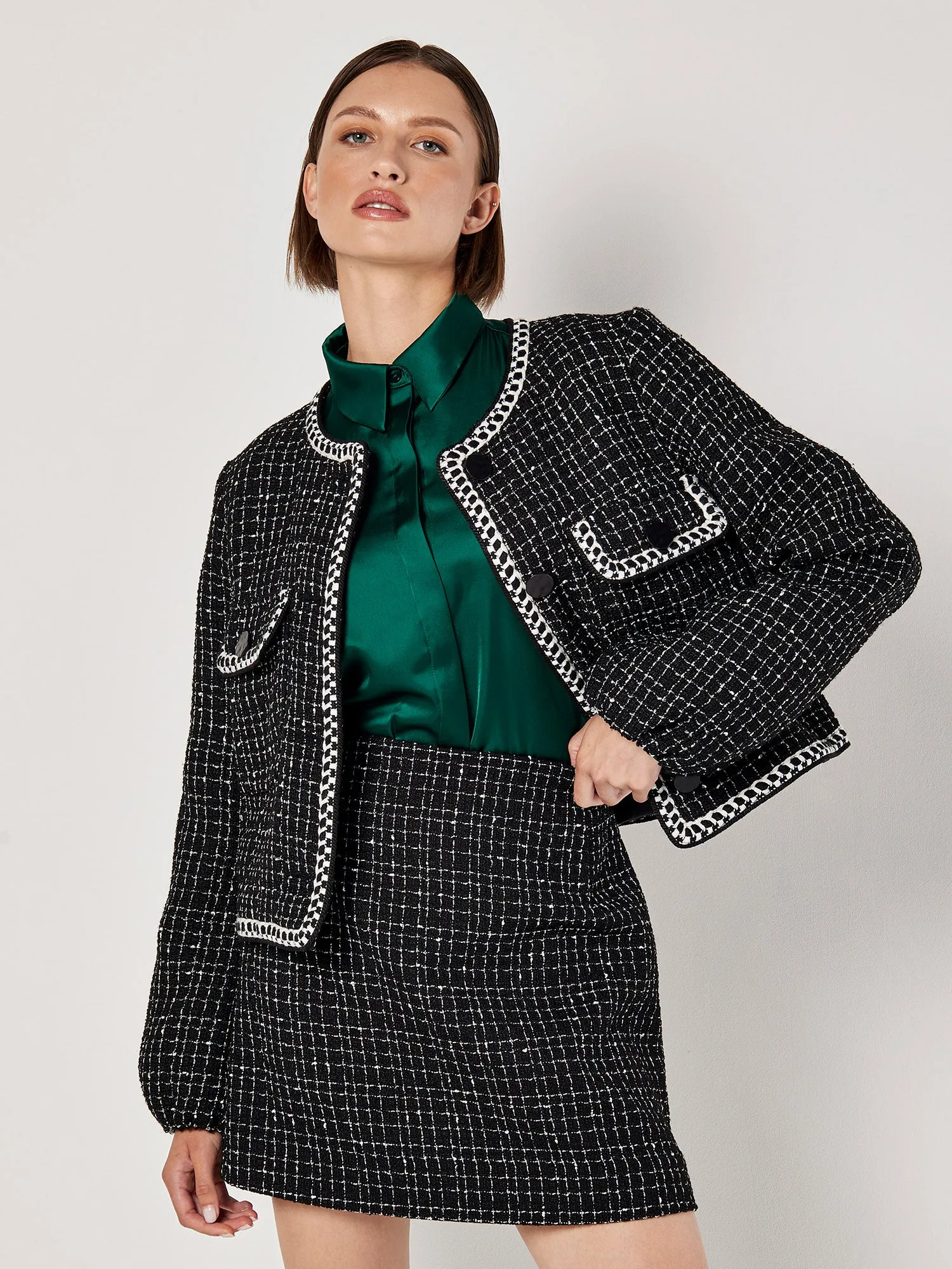 Tweed A-Line Mini Skirt
