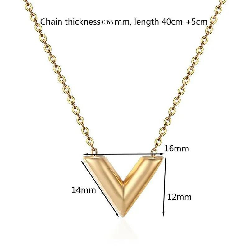 V-Love Letter Neckalce - Stainless Steel