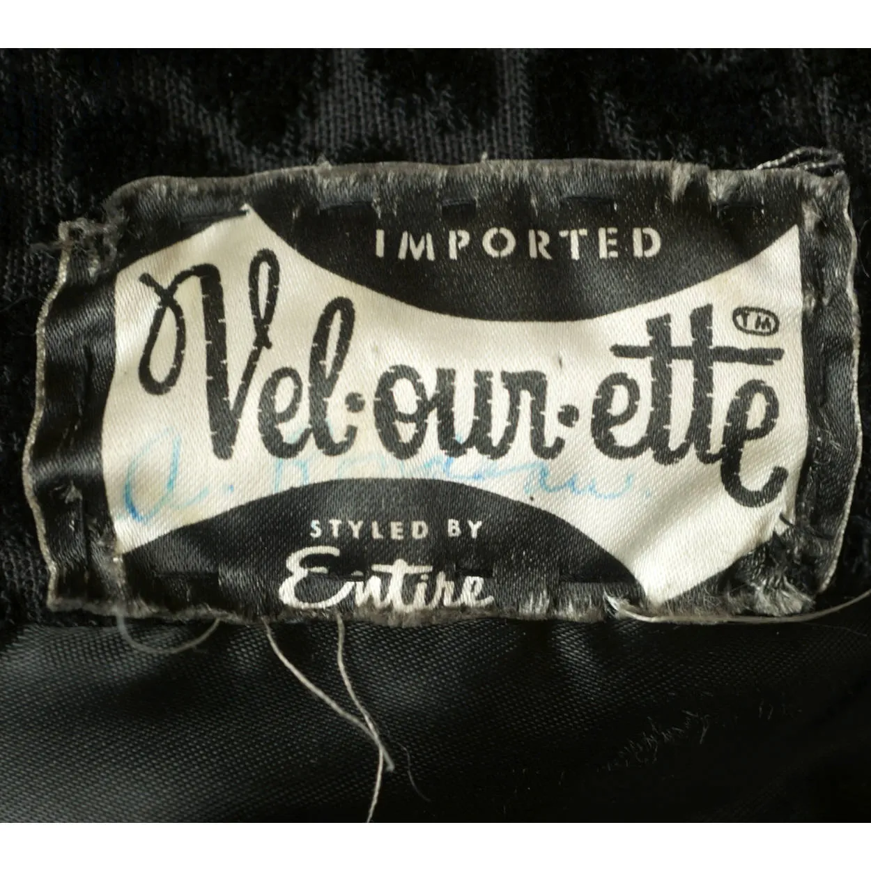 Vintage 1950s Black Velvet Brocade Coat Velourette Ladies L XL