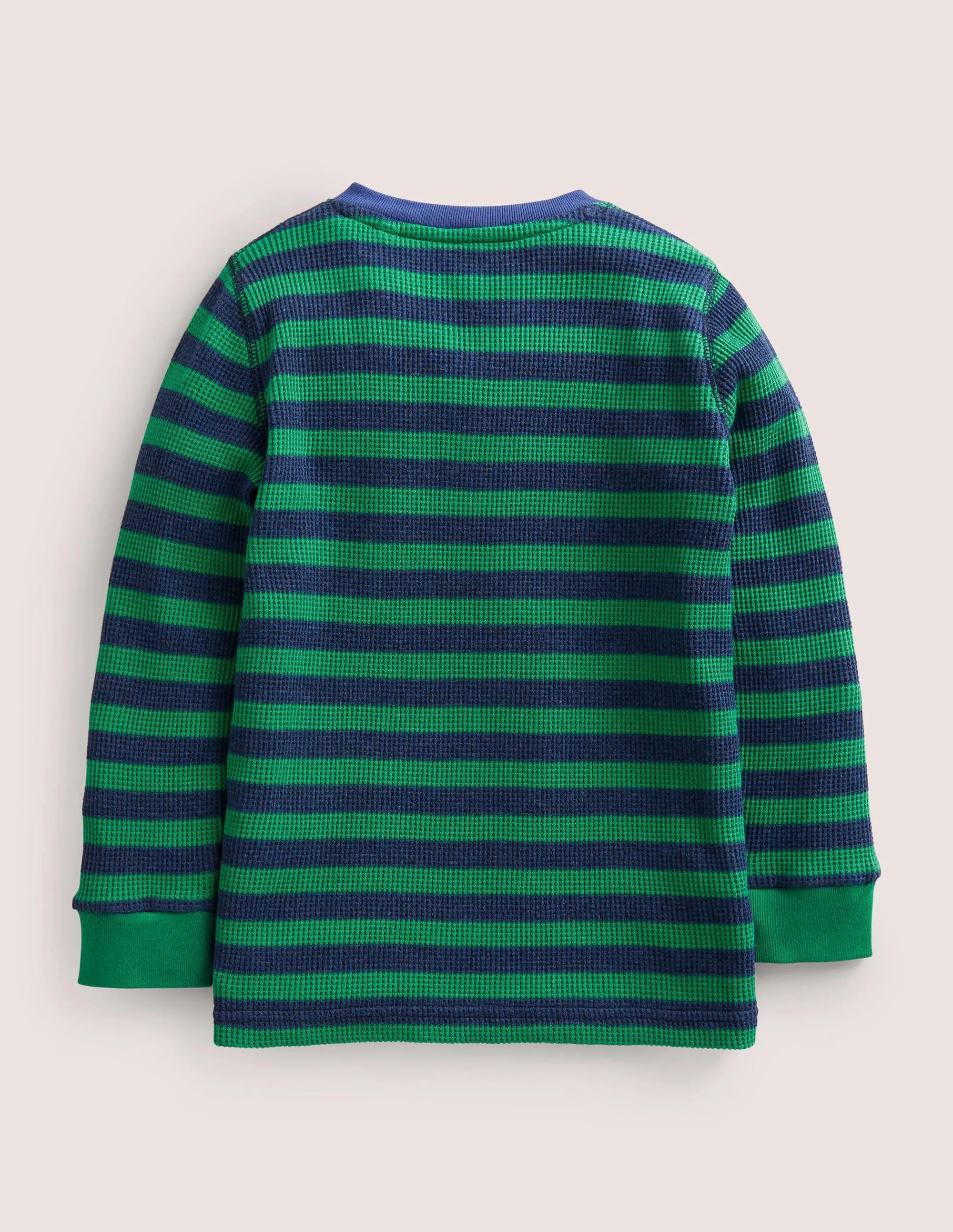 Waffle Henley T-Shirt-Shady Glade Green/ Navy Marl
