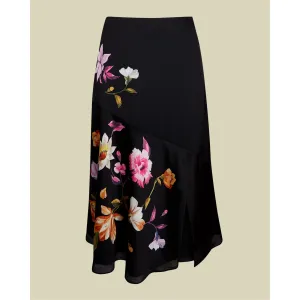 Women Hayleyy-Rhubarb Panel Detail Midi Skirt - Black
