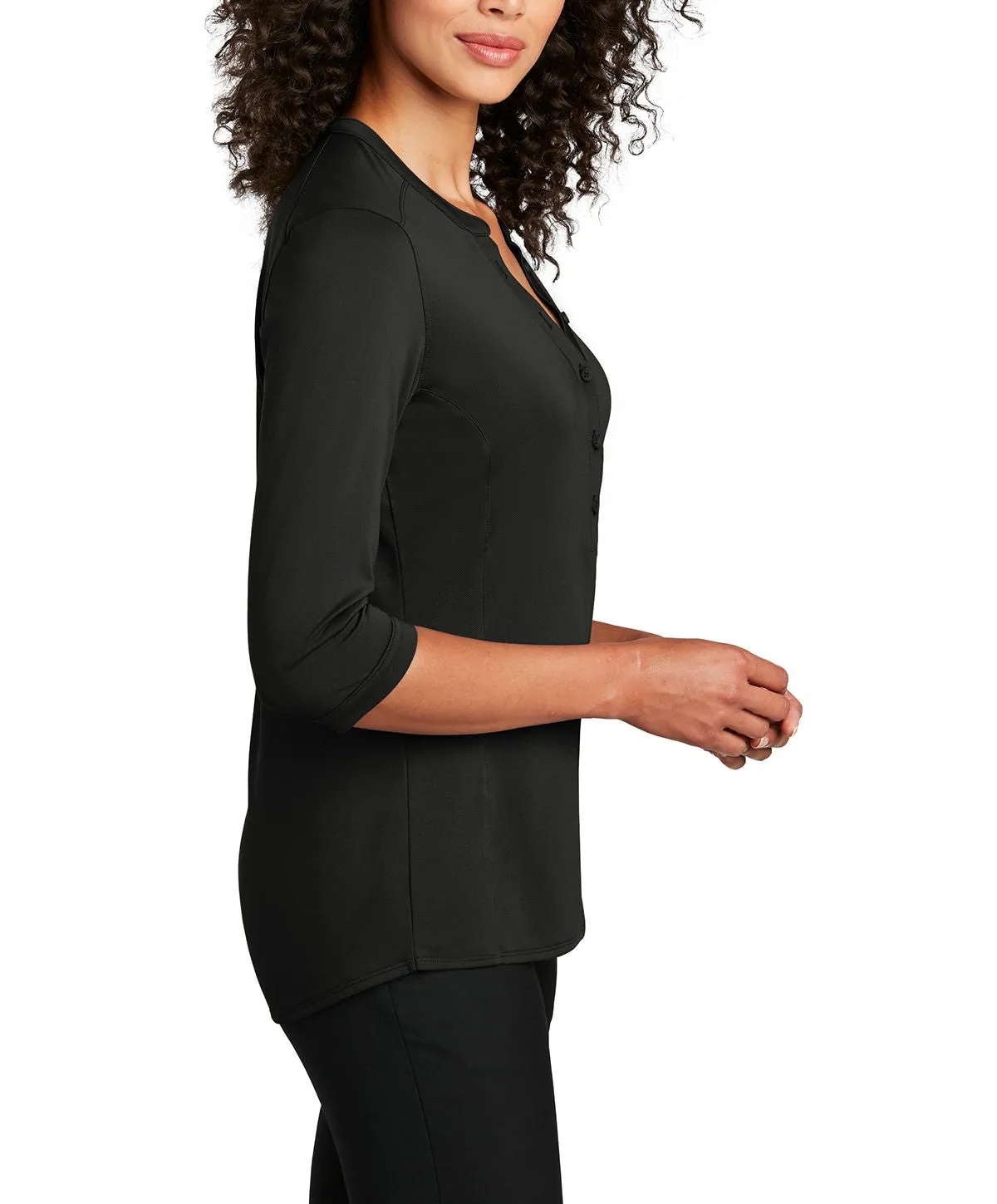 Women's Short Sleeve Button Down Henley Performance Shirt