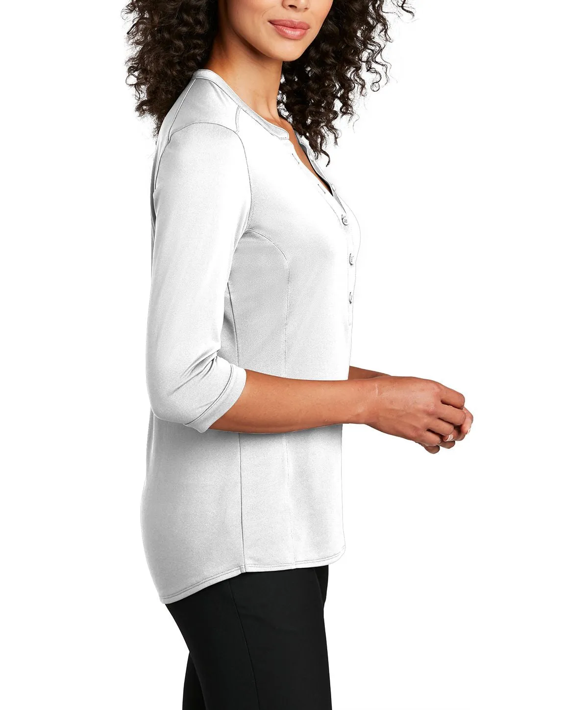 Women's Short Sleeve Button Down Henley Performance Shirt