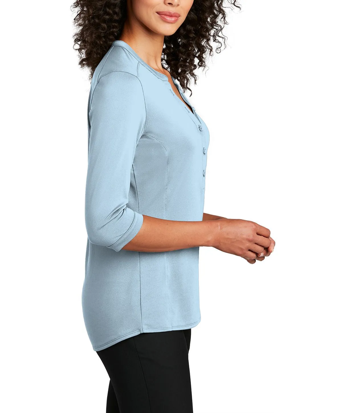 Women's Short Sleeve Button Down Henley Performance Shirt