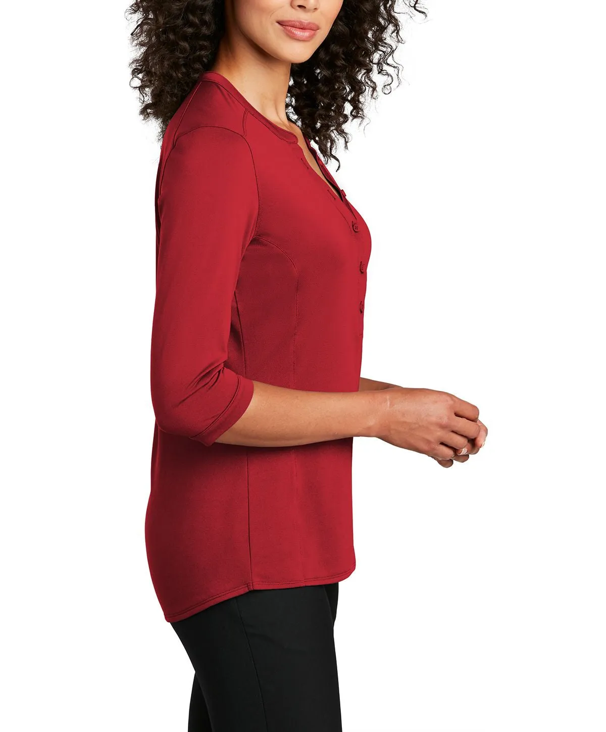 Women's Short Sleeve Button Down Henley Performance Shirt