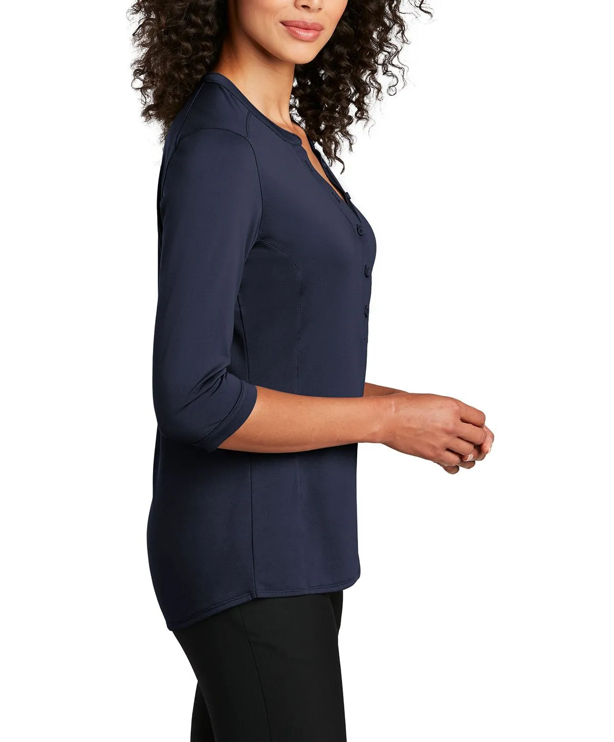 Women's Short Sleeve Button Down Henley Performance Shirt