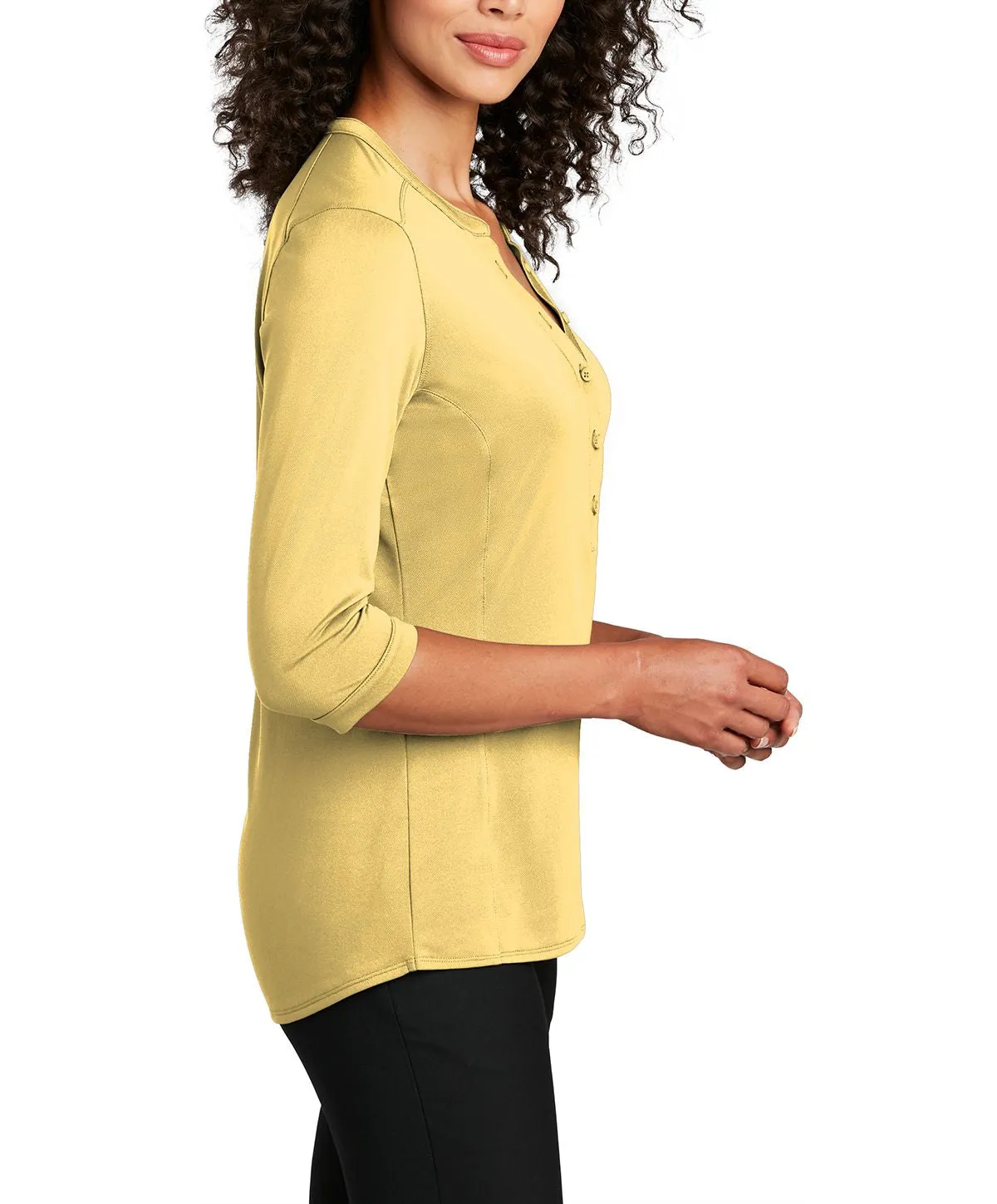 Women's Short Sleeve Button Down Henley Performance Shirt