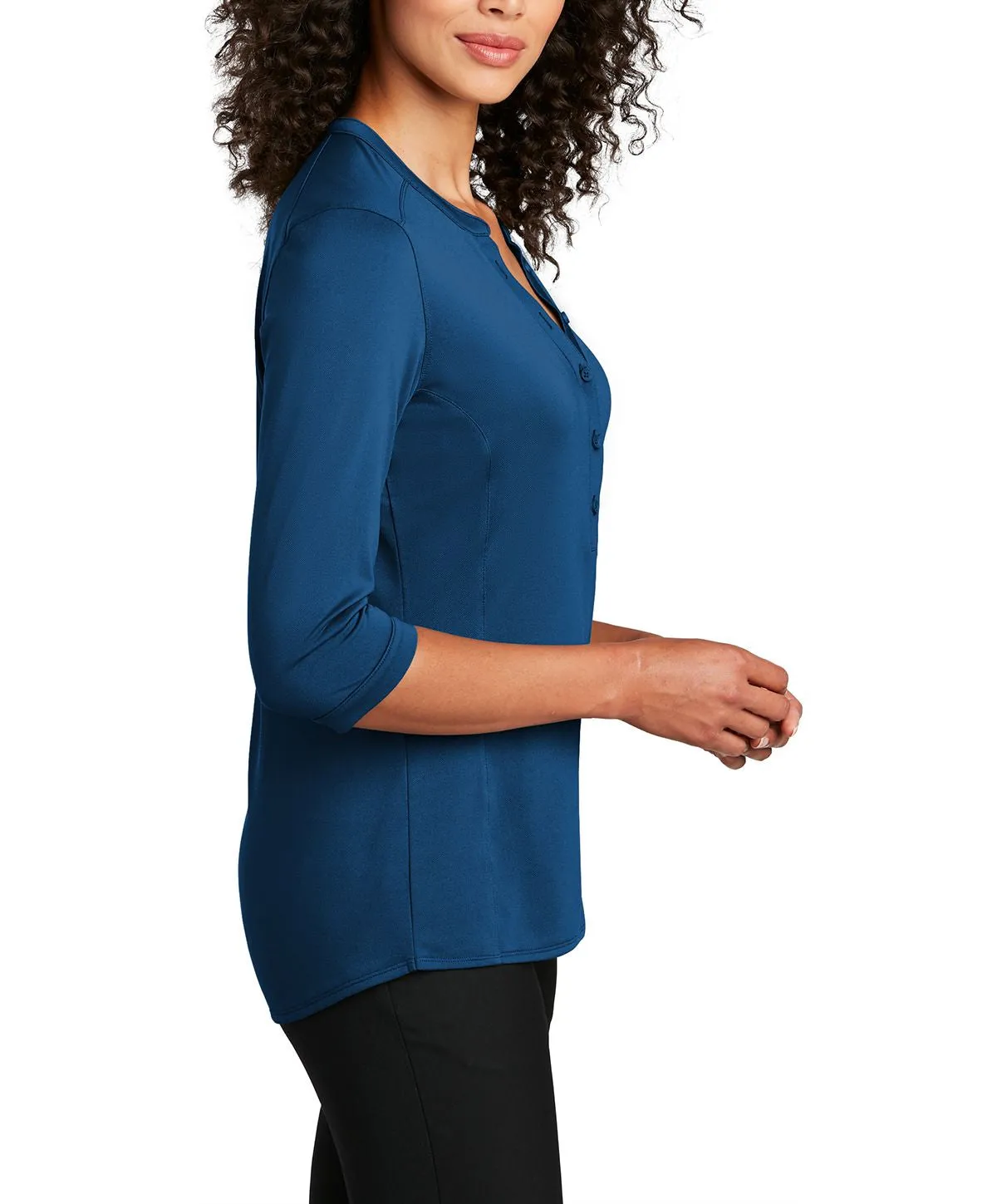 Women's Short Sleeve Button Down Henley Performance Shirt