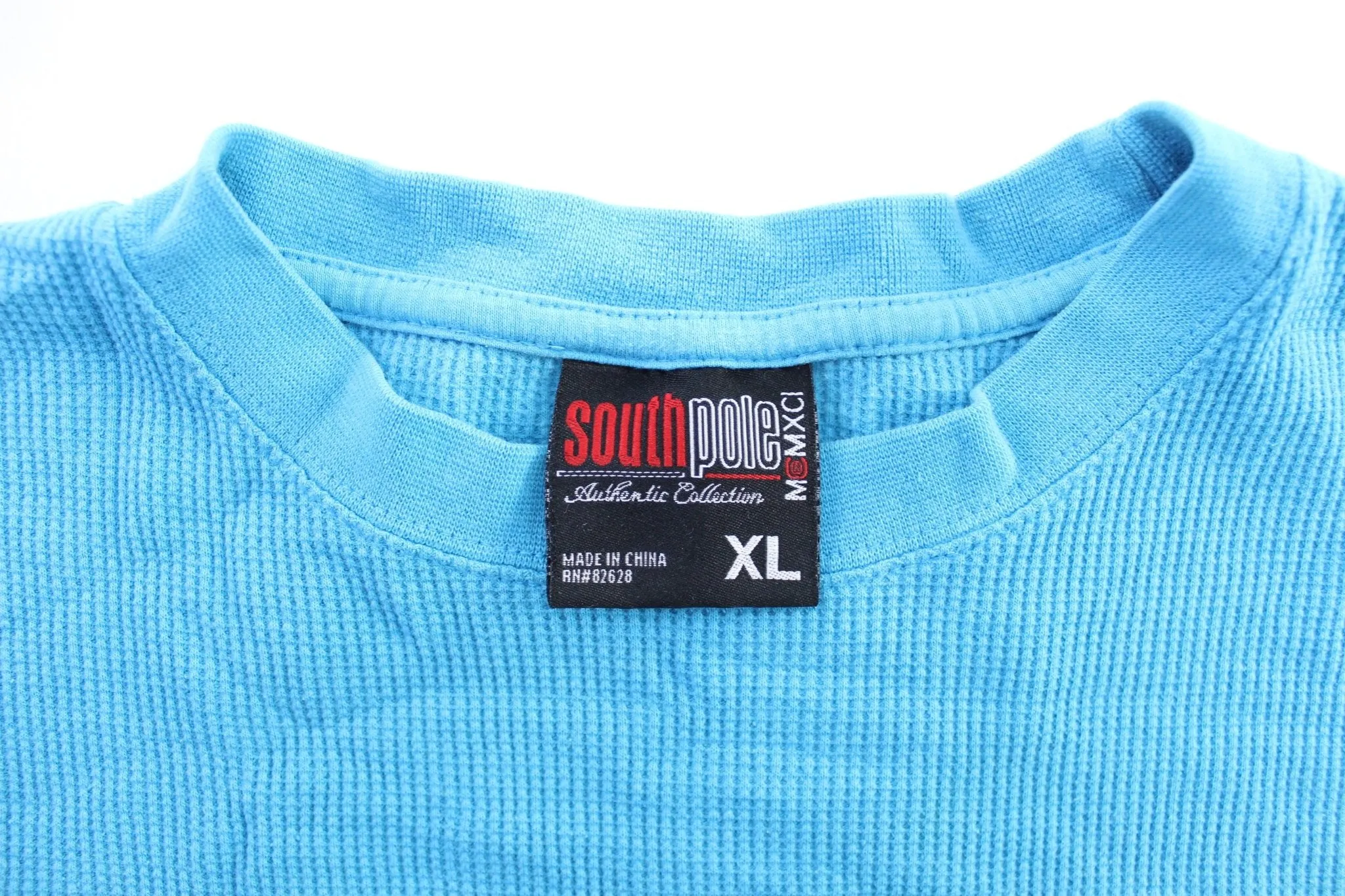 Y2K SouthPole Embroidered Logo Blue Thermal LS T-Shirt