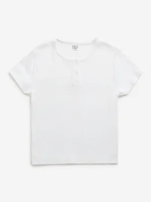 Y&F Kids White Ribbed T-Shirt
